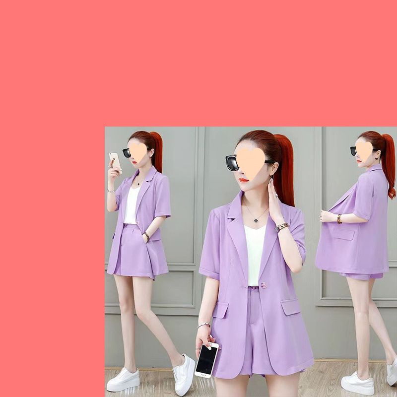 Petit ensemble trois pièces pour femme, blazer, short à manches courtes, style coréen, tenue professionnelle décontractée, polyvalente_voghion.com