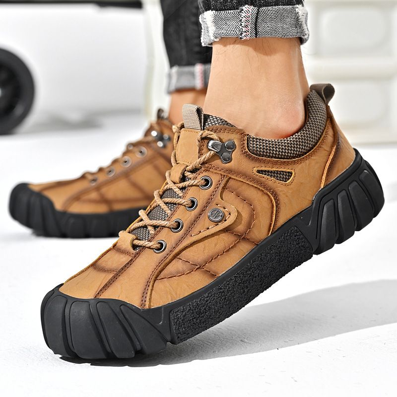 Spring and summer 2023 outdoor men's casual genuine cowhide thick soled business dad leather shoes, hiking shoes_voghion.com
