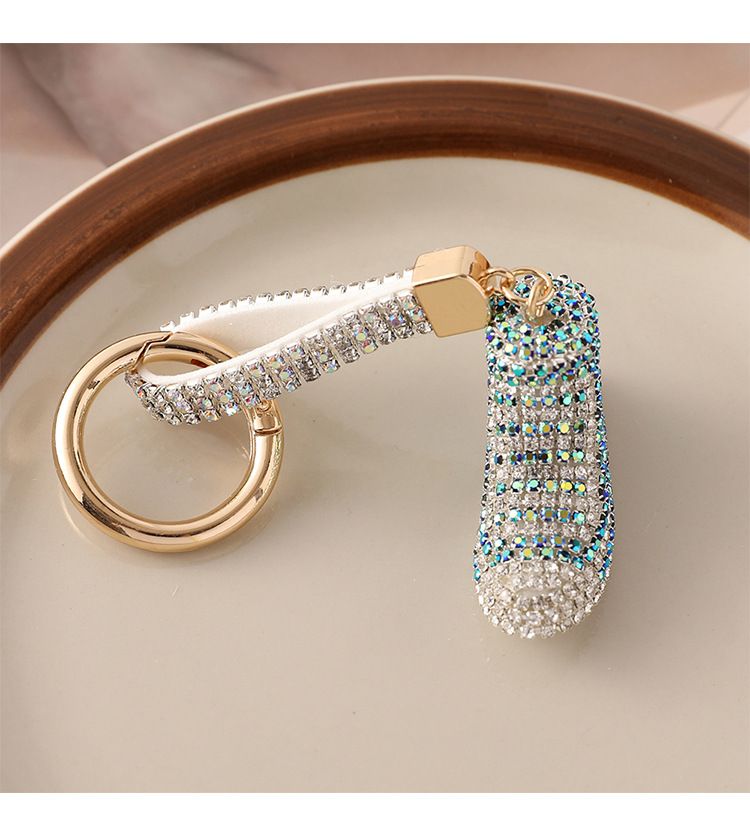 Creative Fashion Diamond-Encrusted Claw Chain Canvas Shoes Car Sparkling Diamond Bag Pendant Keychain Small Gift_voghion.com