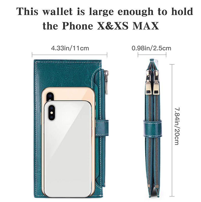 Large Capacity Women's Oil Wax Cowhide Vintage Card Bag Multi-Card Zipper Mobile Phone Bag Multifunctional Wallet_voghion.com