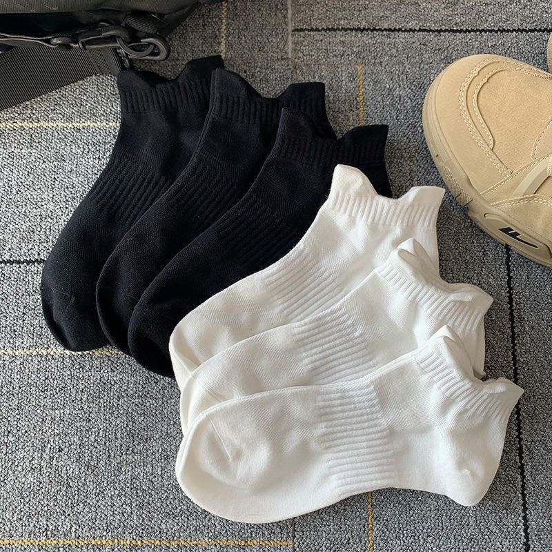 2025d Spring Summer Mid-Calf Men's Pure Cotton Deodorant Sweat-Absorbing Sports Short Thin Breathable Mesh Low-Cut Boat Socks_voghion.com