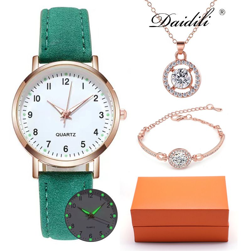 Reloj de pulsera, pulsera, collar, reloj, mujer, luminoso, collar, pulsera, relojes de cuarzo_voghion.com