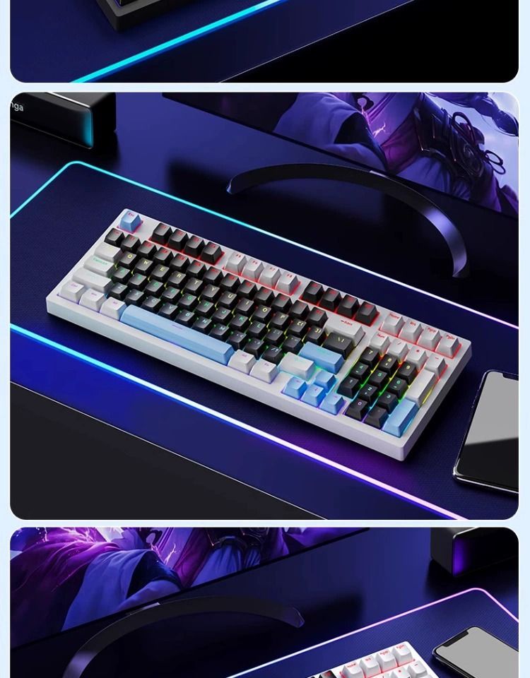 RuiYi F98 Mechanical Keyboard High Aesthetic Gaming Wired Office Laptop Blue Brown Red Switch_voghion.com