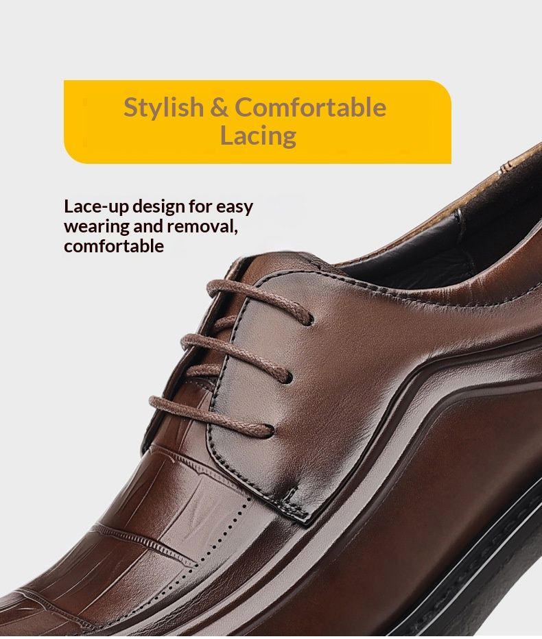 WalkPrime New Business Casual Genuine Leather Thick Sole Formal Men's Pure Cowhide Derby Shoes Light Style_voghion.com