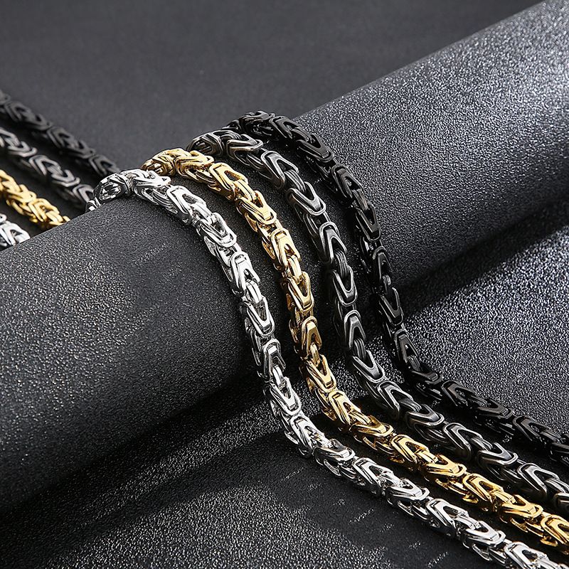 Collier en acier titane tissé en forme de V pour homme, style rock hip-hop, chaîne empereur, personnalité de la mode, dominateur de la rue_voghion.com