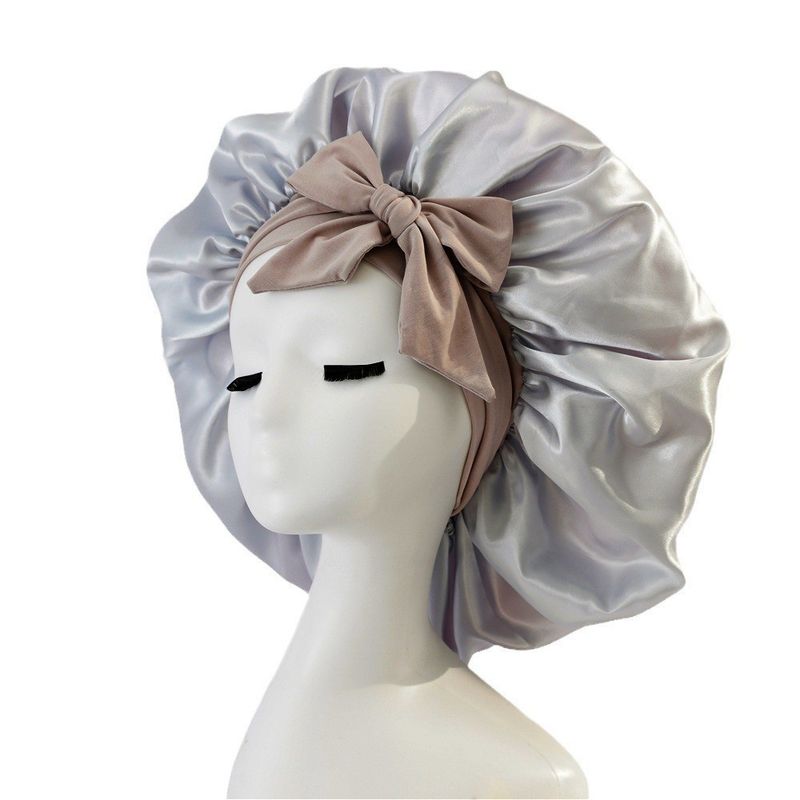 Cappello da sera con fiocco elastico, cappello da parrucchiere a tesa larga, cappello rotondo con fiocco in nastro elastico_voghion.com