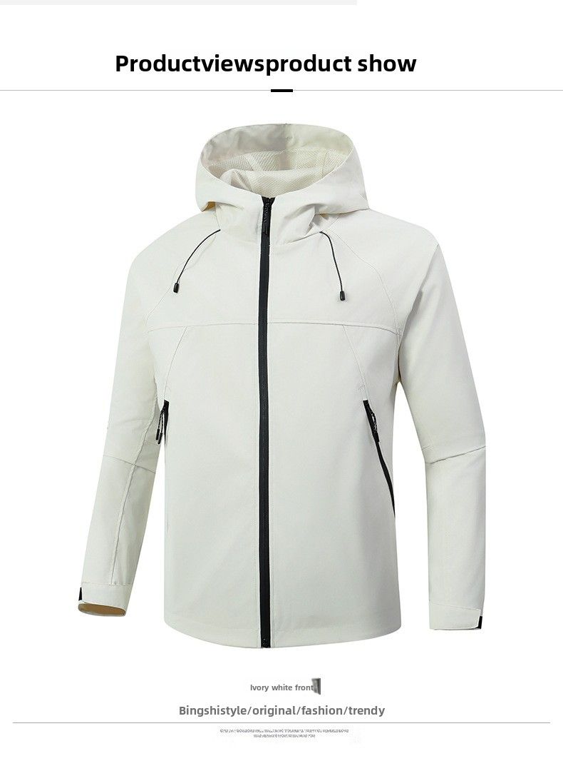 Windproof And Water-proof Jacket Men's Spring And Autumn Thin Outdoor Sports Removable Hat Couple's Tooling Jacket_voghion.com