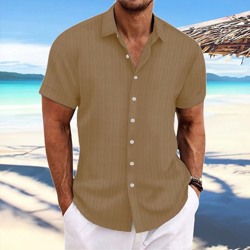 Cardigan casual da uomo europeo e americano, in tinta unita, con maniche corte, a righe e motivo a onde in jacquard_voghion.com