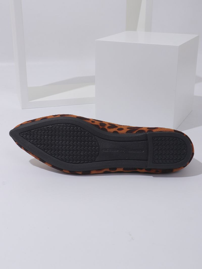 Flache Absätze, spitze Schuhe mit flacher Sohle, 2024 neue große Leopardenmuster, flacher Mund, Wildleder, lässiger Einzelschuh_voghion.com