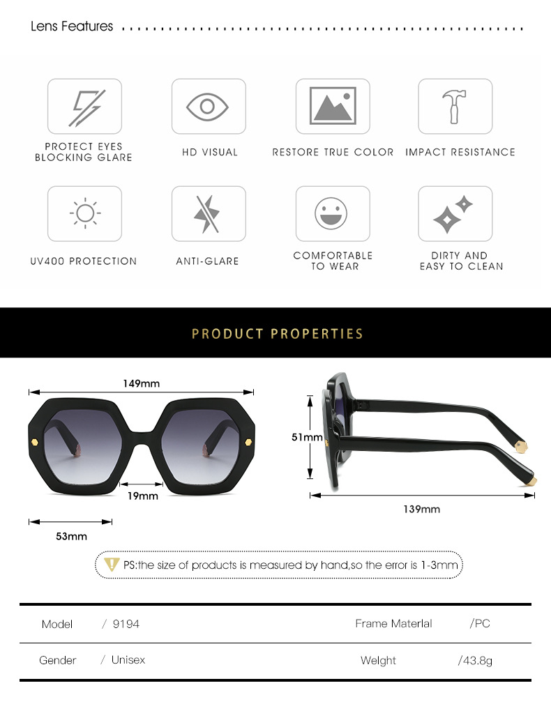 KAMMPT Oversized Men Sungl Fashion Hexagon Frame Gradient Shades Eyewear Women 2023 Trendy Ins Popular Brand Sun_voghion.com