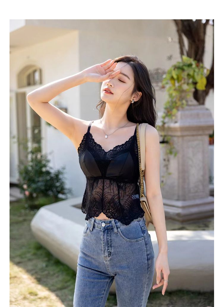Canotta in pizzo stile francese Leevee, biancheria intima elegante_voghion.com