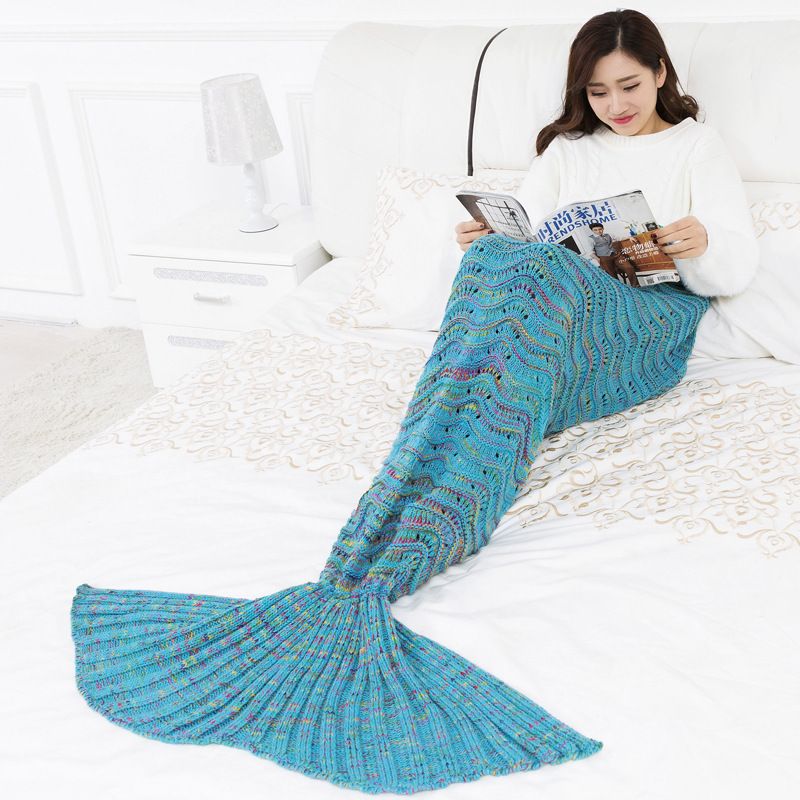 Yama Hohlwelle Meerjungfrau Gestrickter Fischschwanz Sofa Klimaanlage Decke Schlafsack_voghion.com