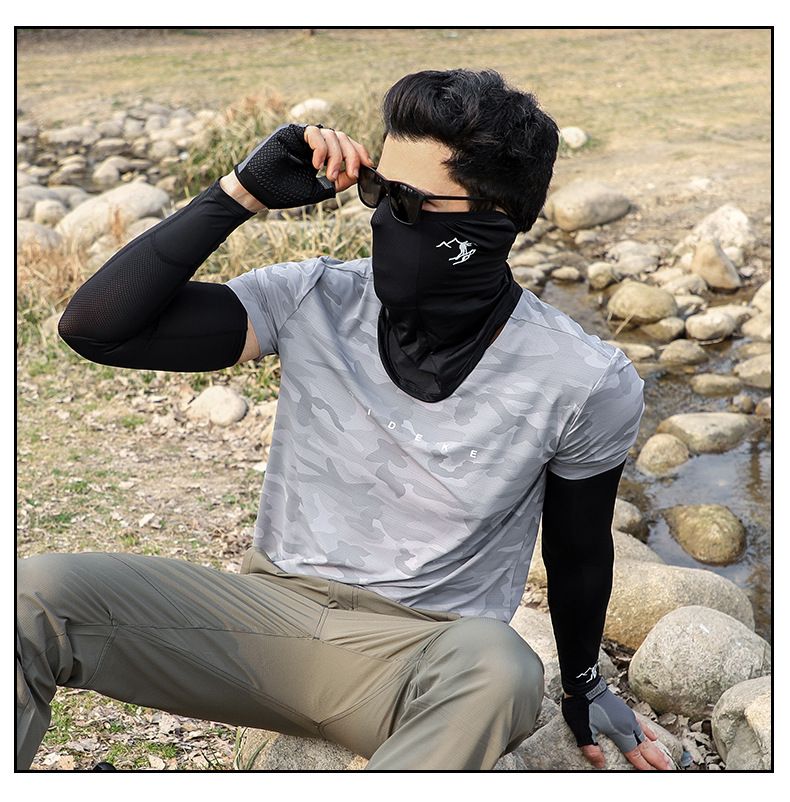 Men's Ice Silk UV Protection Arm Sleeves - Multi-Functional For Cycling & Outdoor Sports (Summer Essential With Face Cover)_voghion.com