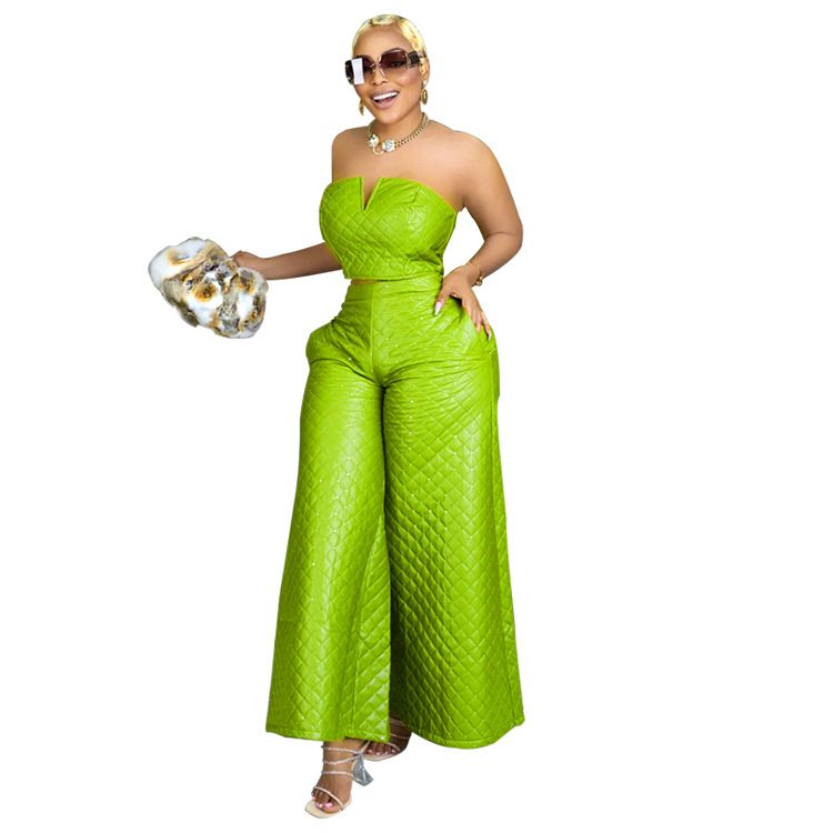 Women's clothing and the United States hot sale autumn and winter hot cotton tube top solid color pants suit_voghion.com