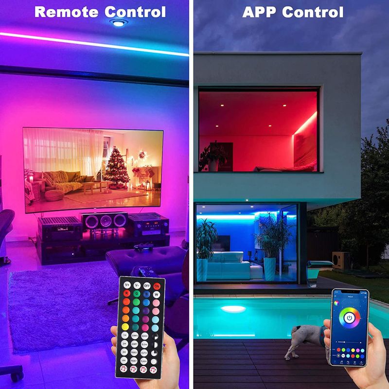 RGB LED-stripverlichting met muzieksynchronisatie, USB 5V afstandsbediening, flexibele LED-lintlamp voor kamer, feest, tv, bureau, slaapkamerdecoratie_voghion.com