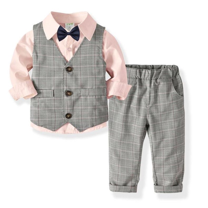 Mother&Kids Completo da uomo per bambini, completo con papillon, camicia e gilet, set multi-pezzo_voghion.com