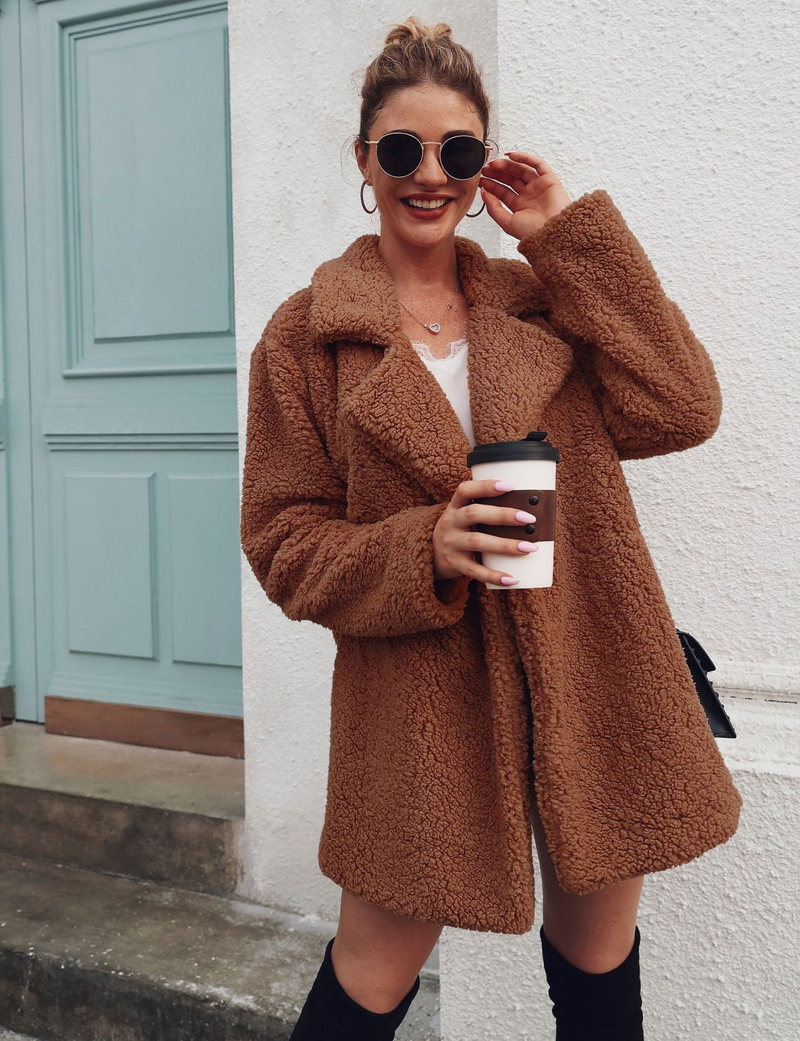 Women's Top Jacket Autumn And Winter Fashion New Suit Collar Long-sleeved_voghion.com