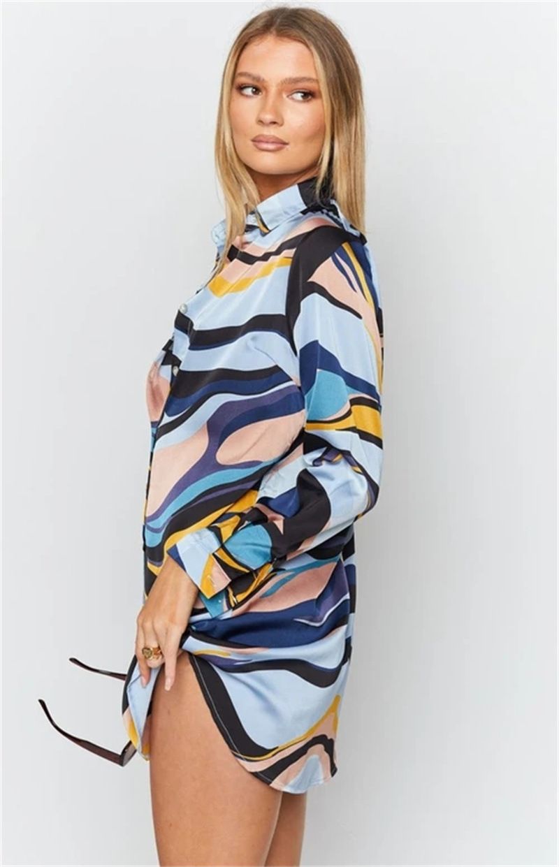 Women's 2023 spring and summer printed loose casual long sleeve top shirt_voghion.com