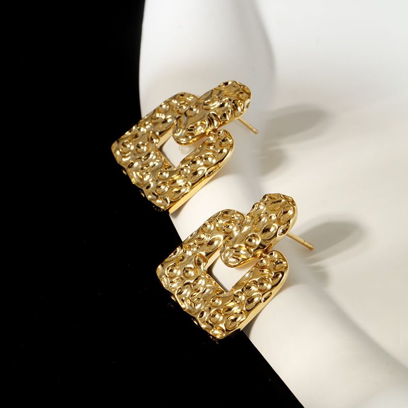 Orecchini a bottone in argento sterling con texture quadrata, orecchini di nicchia minimalisti, jolly retrò, eleganti, gioielli coreani, di alta qualità_voghion.com