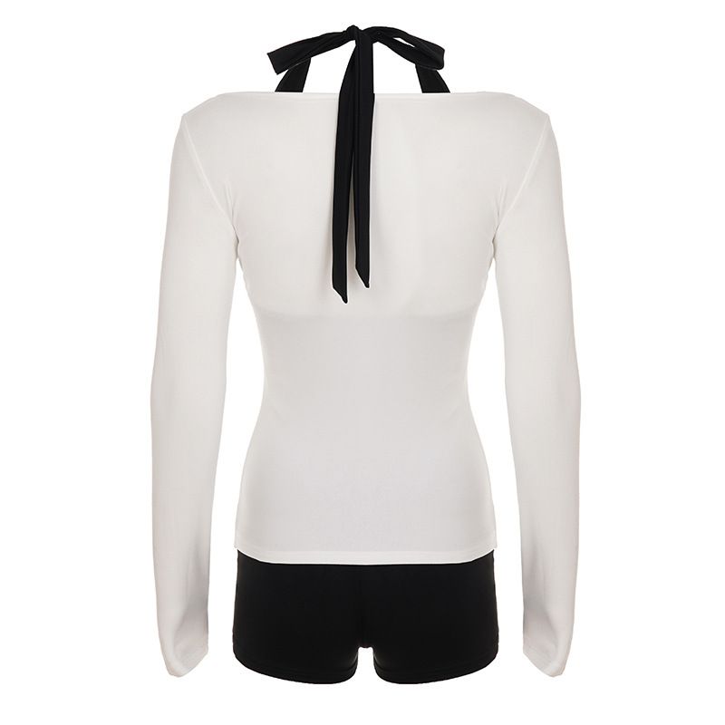 Grenzüberschreitender europäischer und amerikanischer Sport-Look: Zweiteiliger Lagenlook mit Neckholder, eng anliegendem Jumpsuit und U-Ausschnitt._voghion.com