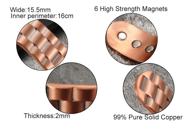 Meathly Pure Copper Magnetic Bracelets for Men Women Adjustable 15.5mm Wide Cuff Bangles Vintage Health Energy Magnet Jewelry_voghion.com