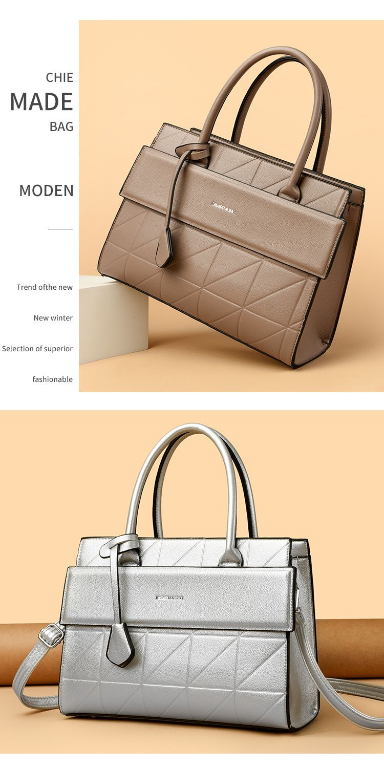 Ensemble élégant de 3 sacs à main urbains en cuir PU - Sac bandoulière, sac à main et sac cabas avec finition texturée pour femme (Noir/Argent/Caramel/Vert foncé)_voghion.com