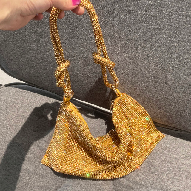 Geantă de umăr hobo de lux, design de lux, cu mâner, strasuri strălucitoare, geantă de seară, poșetă, poșete și geantă de cristal, genți hobo_voghion.com