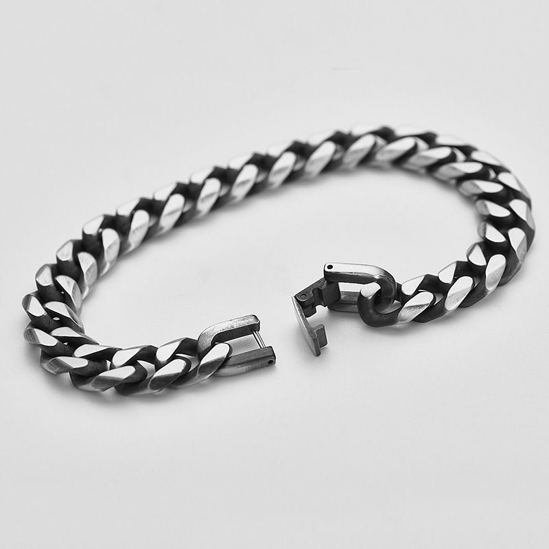 Bracciale da uomo in acciaio al titanio, gioielli alla moda, accessori alla moda, catena cubana a sei lati_voghion.com
