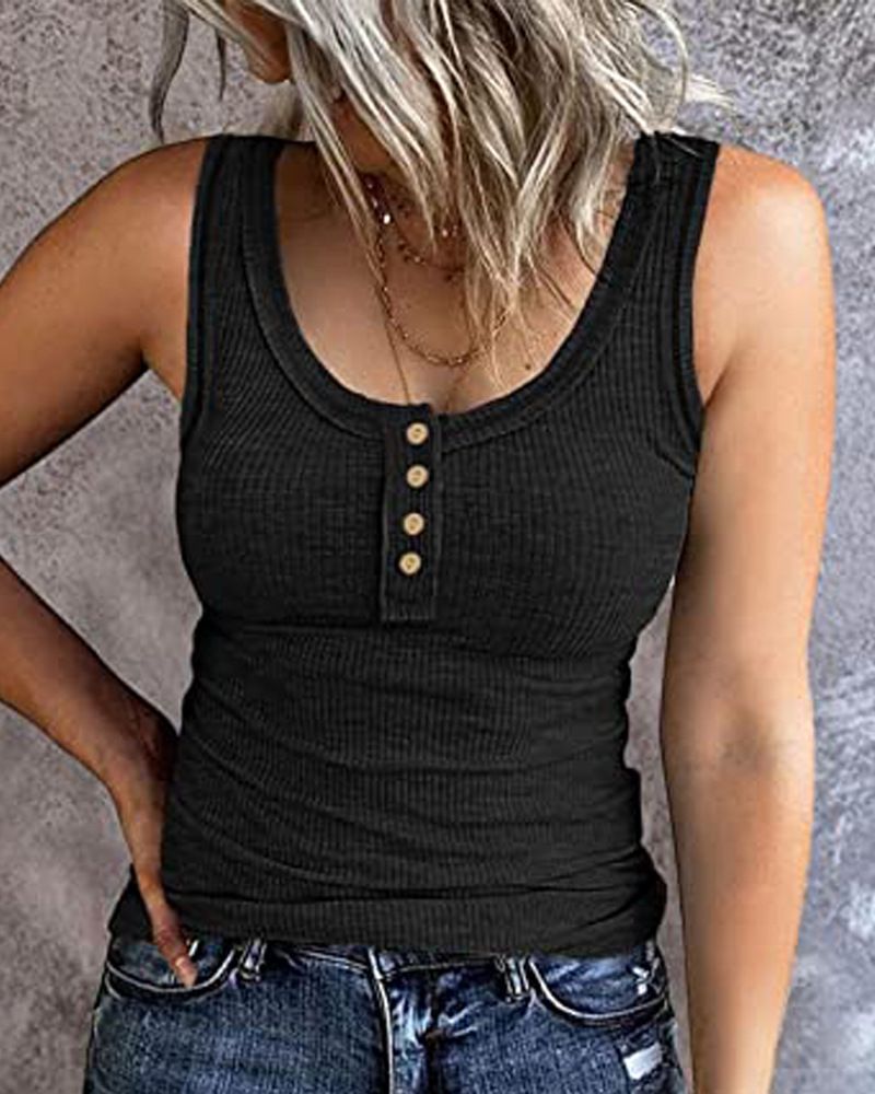 Dames Vest Zomer Casual Geribbeld Mouwloos Basic Camisole Slim Fit_voghion.com