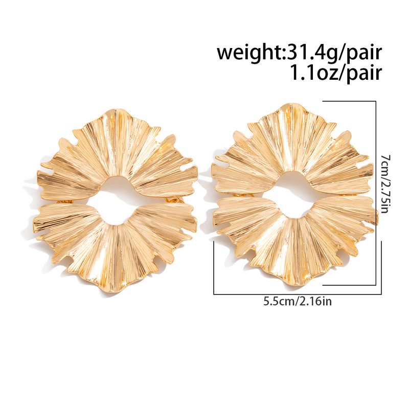 Orecchini pendenti con perle e girasole plissettati, linea di moda Ins, clip per orecchini a clip_voghion.com