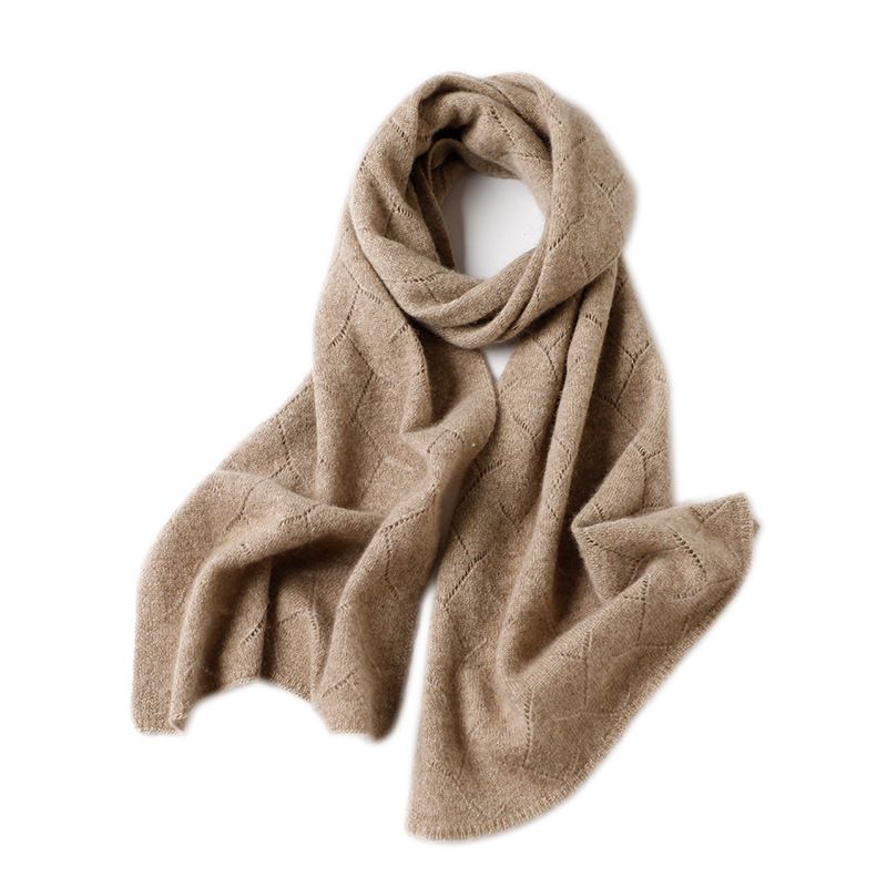 2025 New Cashmere Scarf Women's Short Korean Version Autumn And Winter Warm Neck Protection Knitted Versatile Hollow Scarf_voghion.com