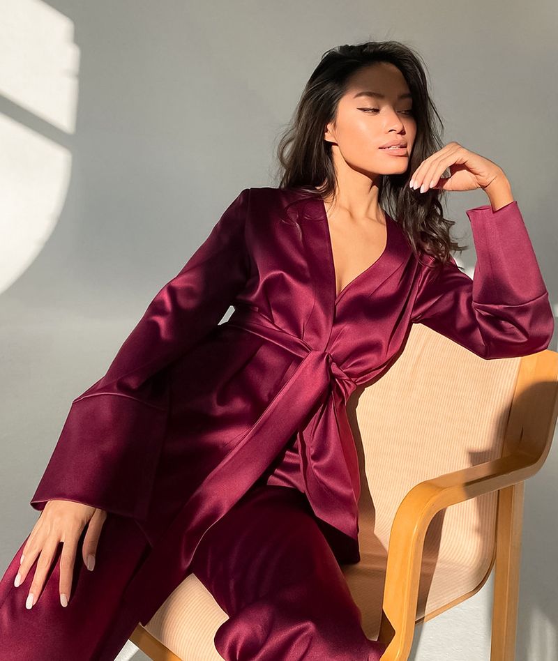 Women's Sleepwears Nightgown Ice Silk Comfortable Long Sleeve Pajamas Loose Pajamas Two Piece Set Fashionable Women's Home Clothes_voghion.com