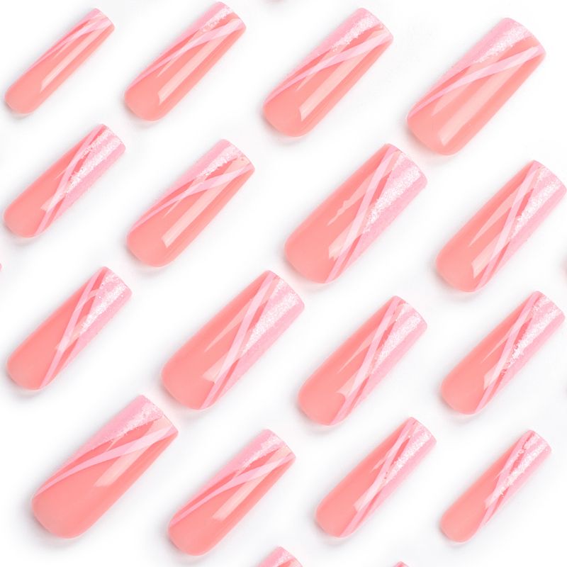 Glitzerndes Puder, das lange hält, rosa Linienfeld, abnehmbares, fortschrittliches Produktpflaster für künstliche Nägel_voghion.com