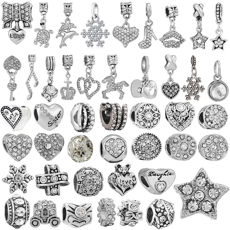 Ciondolo in argento di lusso con diamanti, in lega, a forma di fiocco di neve, con chiave, per braccialetti di perline, accessori e componenti per gioielli fai da te_voghion.com