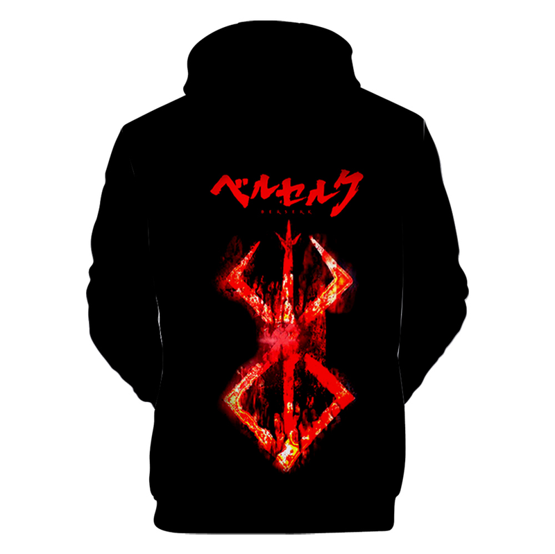 Felpe con cappuccio autunno 3D Comic Berserk Felpe da uomo Donna Pullover unisex Moda Felpa con cappuccio per bambini Casual Ragazzi Nero_voghion.com