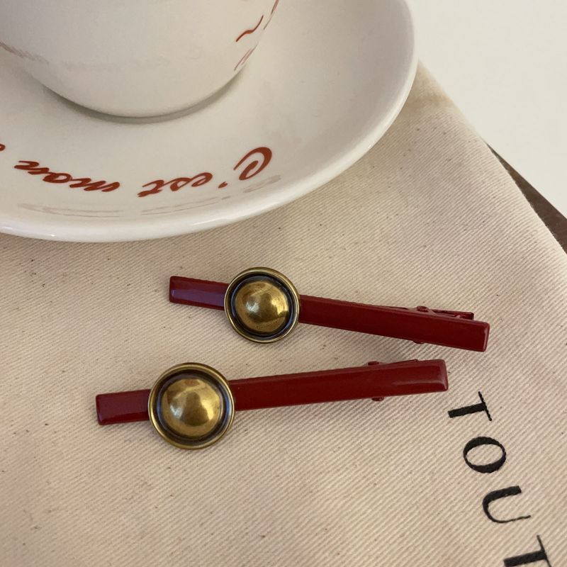 Jul Nyttår Retro Rød Metallisk Elegant Andebjelklips Fransk 2023 Ny Luksuriøs Sideklips Hodeplagg_voghion.com