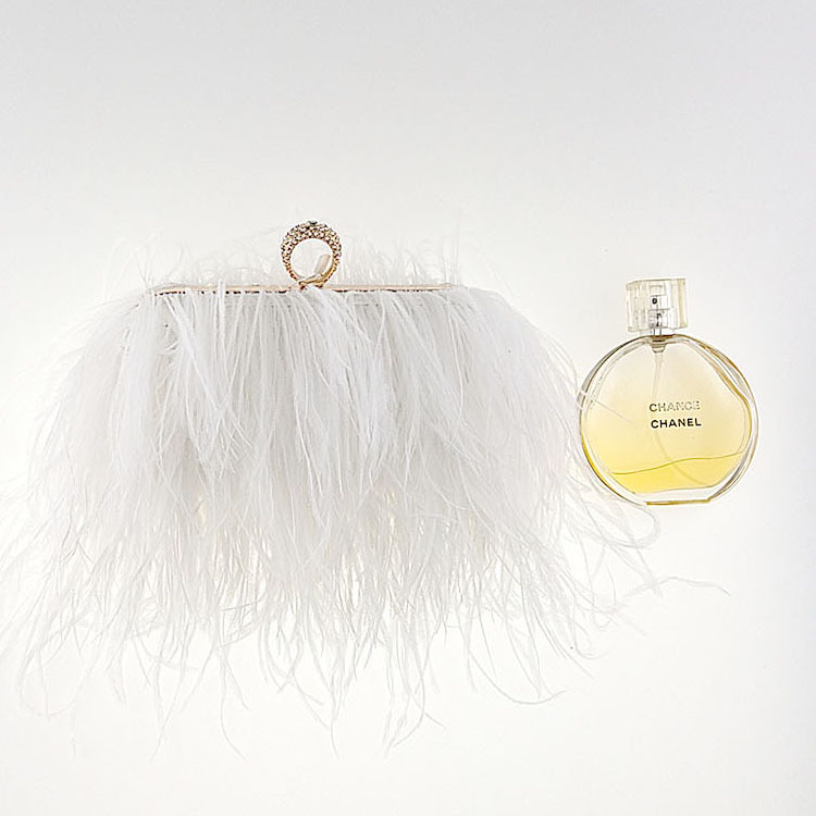 Borsa da donna con catena a tracolla alla moda da sera in capelli di struzzo di marca tailandese_voghion.com