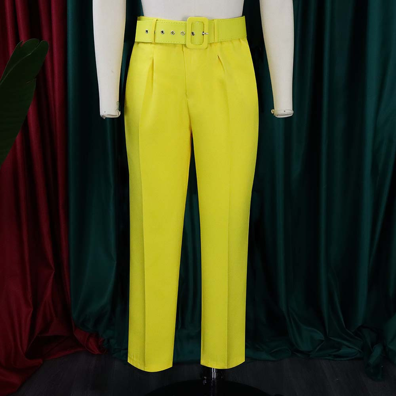 Freizeithose mit hoher Taille, Slim-Fit-Anzughose, Damenhose, Herbst-Berufshose_voghion.com