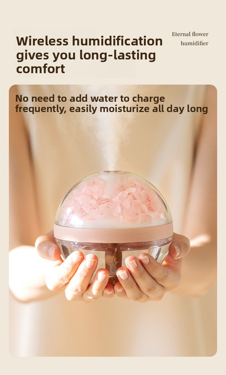 Preserved Flower Humidifier - Mini USB Portable | Aromatherapy Light Desktop Ornament | Gift Idea_voghion.com