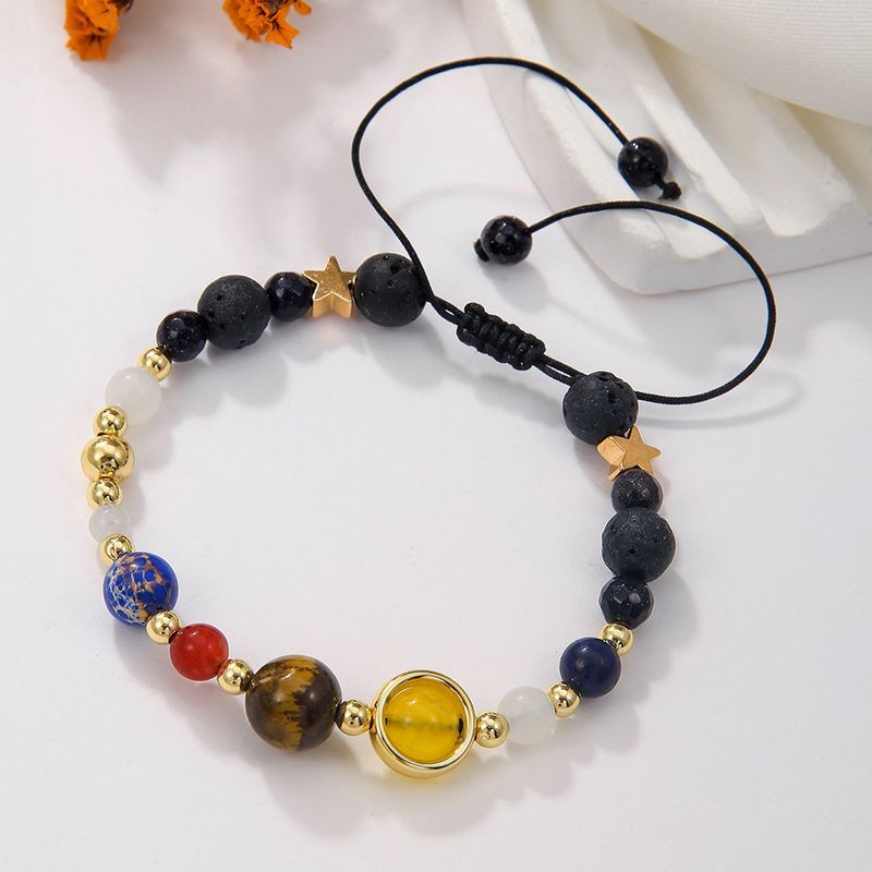 Best Selg Jewelry Universe Galaxy Solar System Eight Planets Agate Natural Stone Adjustable Bracelet_voghion.com