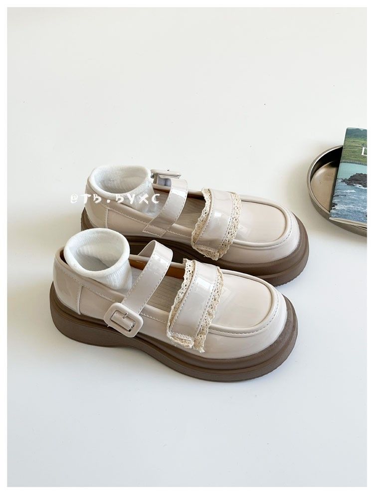 Plattform Loafers Retro Runde Kopf Student Spitze_voghion.com