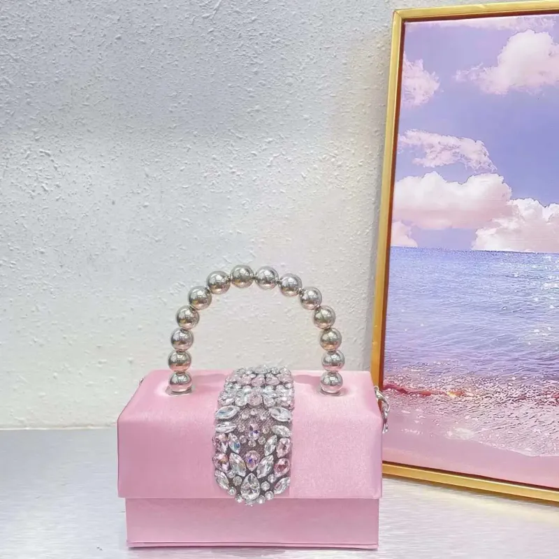 Borsa da donna in raso di alta qualità, con scatola quadrata, in cristallo lucido Rhie Dia, pochette da sera, borsa a tracolla_voghion.com
