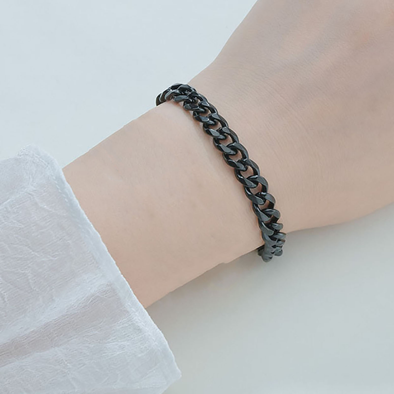 Yamaler Men Bracelet Chain Plated Stainless Steel Hip Hop Geometric Cuban Link Bracelet Fashion Jewellery_voghion.com