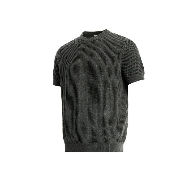 Herrenbekleidung Herren Retro Waffelstruktur Schulter Fitness Gestricktes Kurzarm-T-Shirt Casual_voghion.com