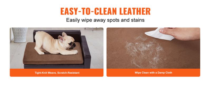 VEVOR Pet Sofa, Dog Couch for Medium-Sized Dogs and Cats, Soft Leather Dog Sofa Bed, 110 lbs Loading Cat Sofa, Black_voghion.com