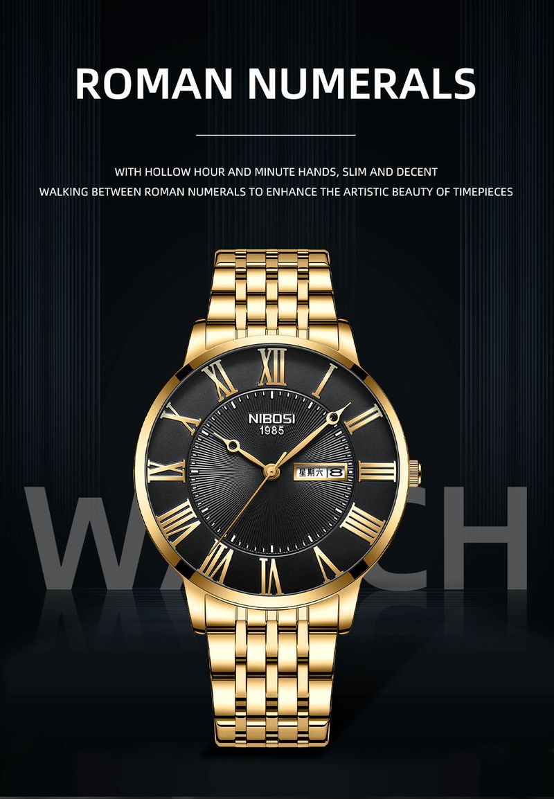 NIBOSI Fashion Simple Men Watch Slim Steel Week Date Waterproof Gold Watch For Men Quartz Business Watch Orologio Relogio Masculino_voghion.com