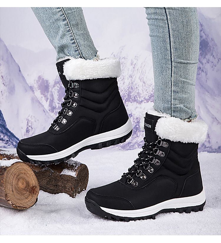 Bottes d'extérieur 2023 Hiver Chaud Doublé Polaire Épaissie Imperméable Antidérapante Nord-Est Neige Village Ski Grandes Chaussures En Coton_voghion.com