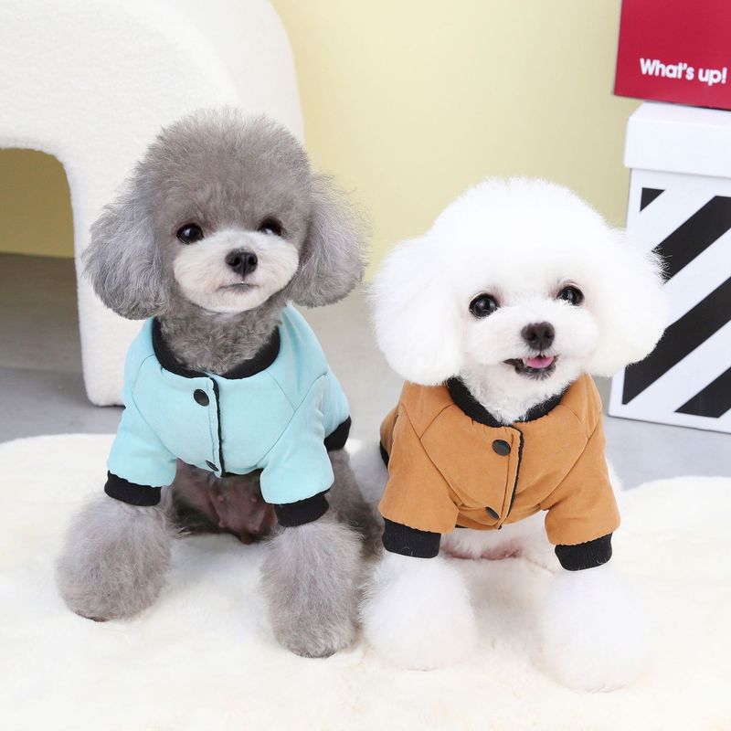 Abbigliamento per animali domestici autunno/inverno per cani con anello di trazione e cappotto in cotone con cerniera in velluto 23 colori_voghion.com