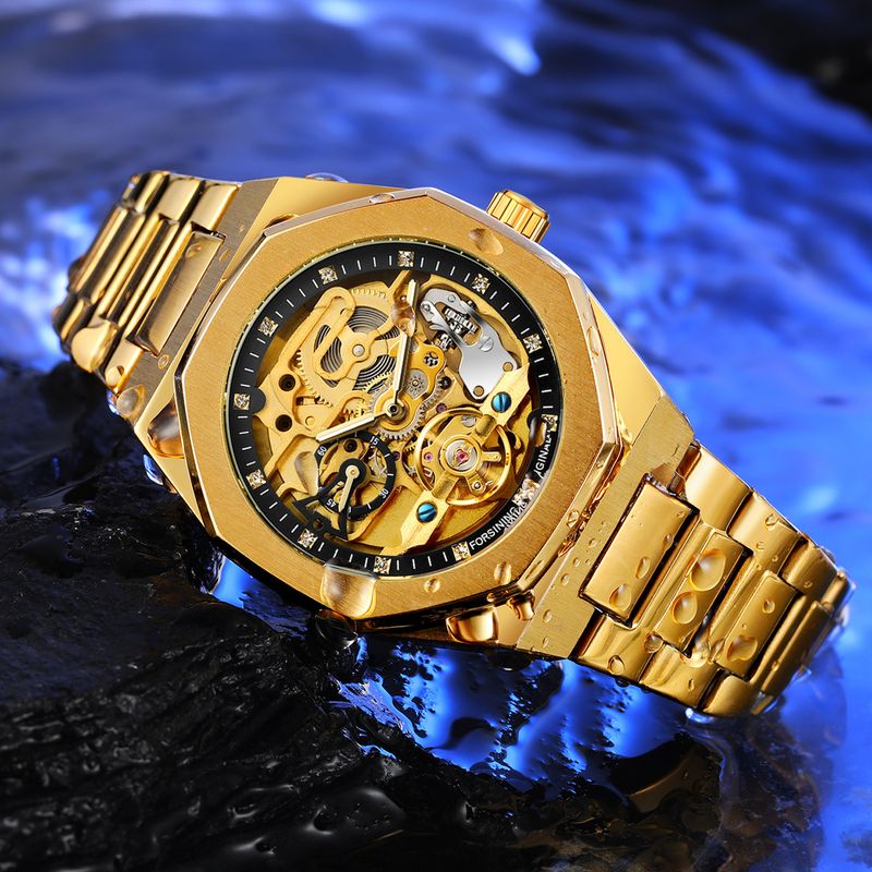 Men's Automatic Mechanical Watch With Luminous Hands, Three Subdials, And Day Display - Stainless Steel Band Six Pin Week Steel Belt Mechanical Watch_voghion.com