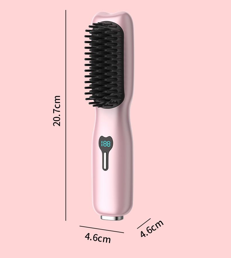Haarglätterkamm, kabellos, negative Ionen, schadet dem Haar nicht, tragbare, glatte Rolle, wiederaufladbar, elektrisch, kabellos, für zwei Zwecke_voghion.com